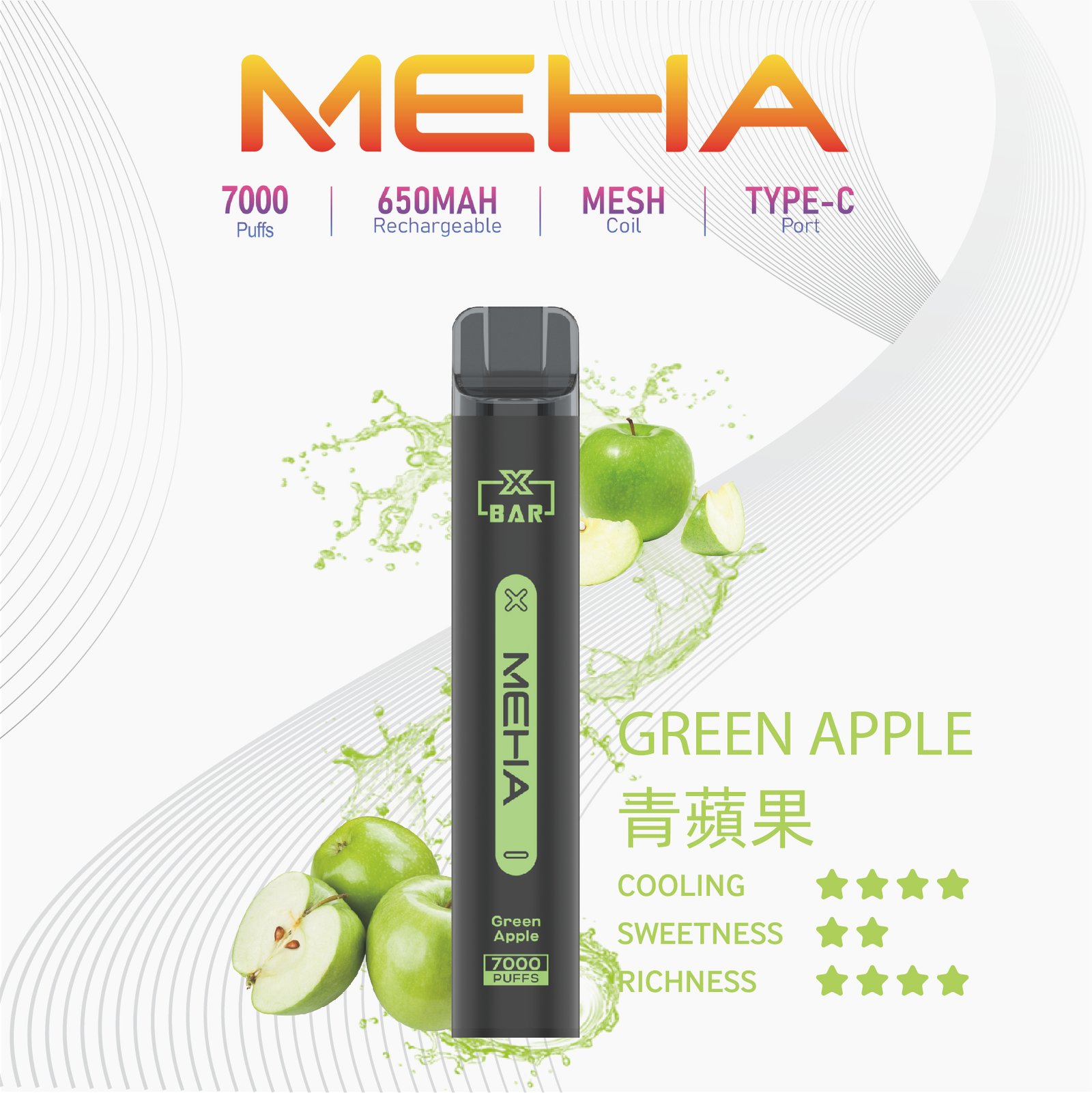 MEHA X Bar魅嗨小黑條7000口拋棄式|一次性電子煙#新品上市#:圖片 4