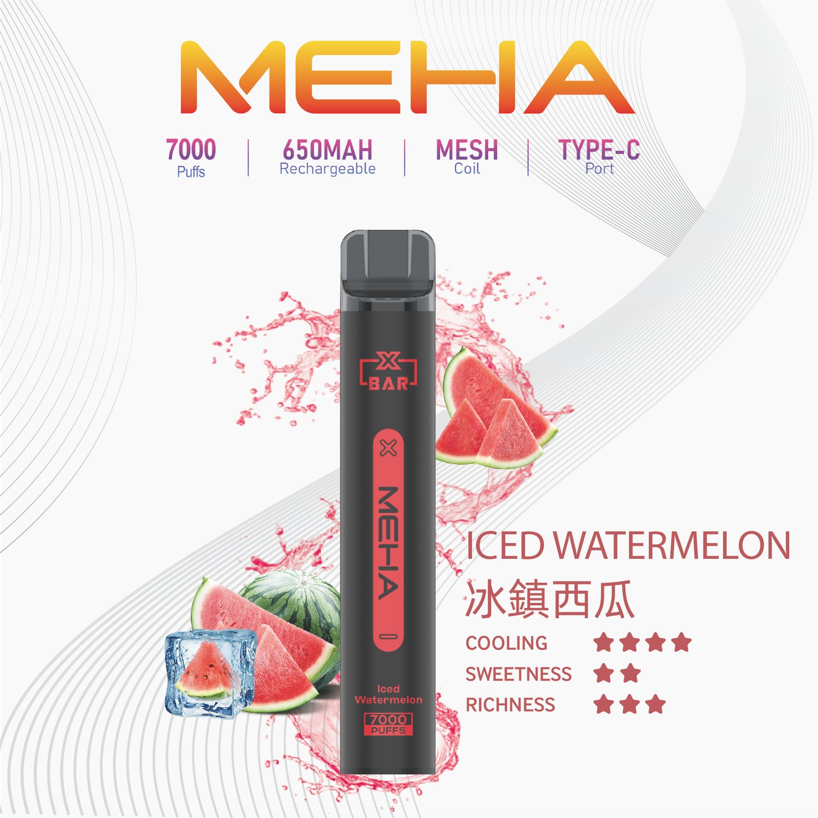 MEHA X Bar魅嗨小黑條7000口拋棄式|一次性電子煙#新品上市#:圖片 6